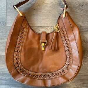 Lauren Ralph Lauren Brown Leather Hobo Bag